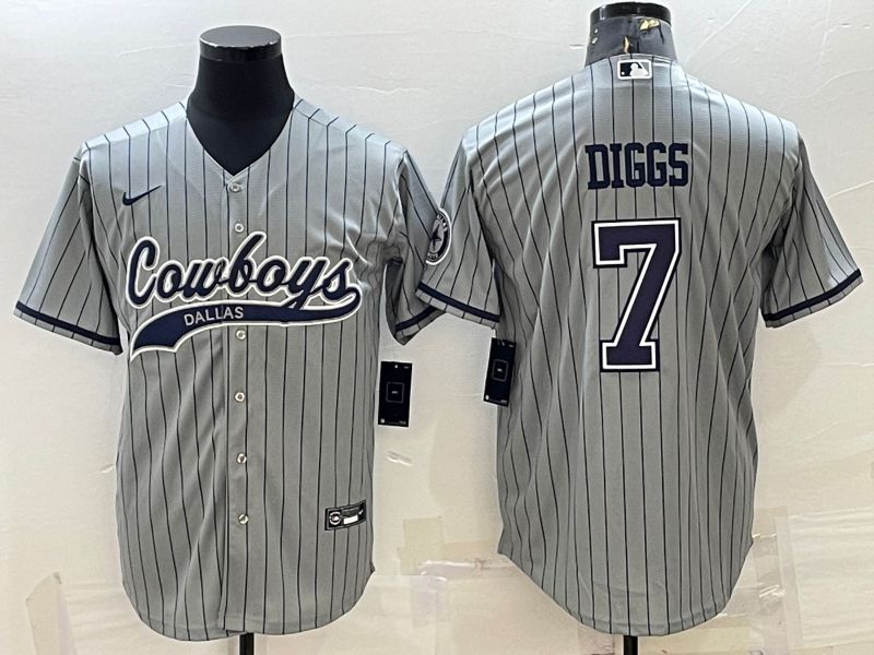 Men Dallas Cowboys #7 Diggs Grey Stripe 2022 Nike Co branded NFL Jerseys->dallas cowboys->NFL Jersey